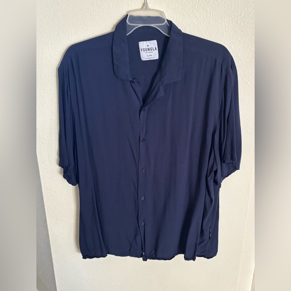 YoungLA Other - YoungLA Men's Navy Button Down Soft Silky Feel Shirt XXL